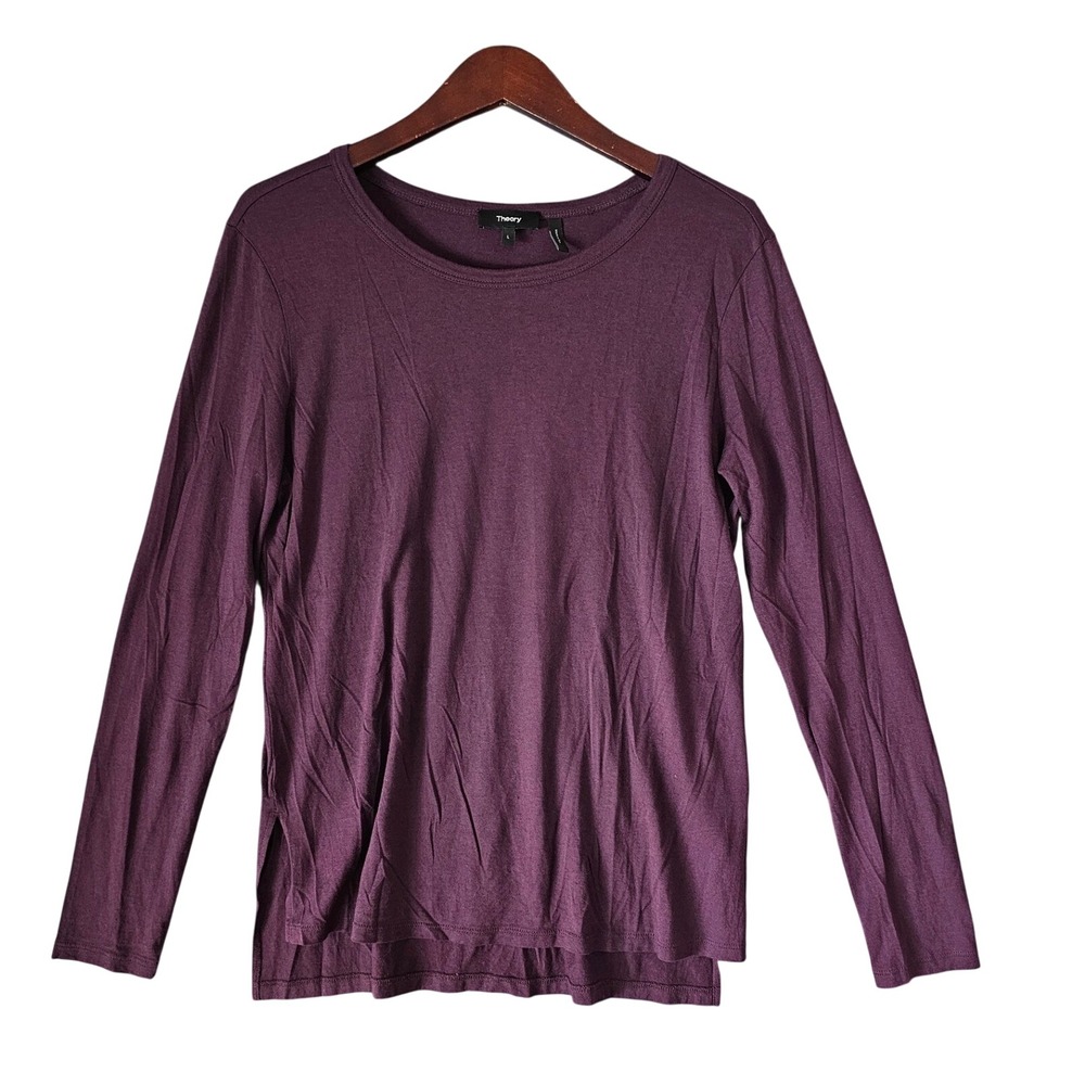 Theory Ailer Parkopia Purple Pima Cotton Modal Long Sleeve Top Sz L H0724552